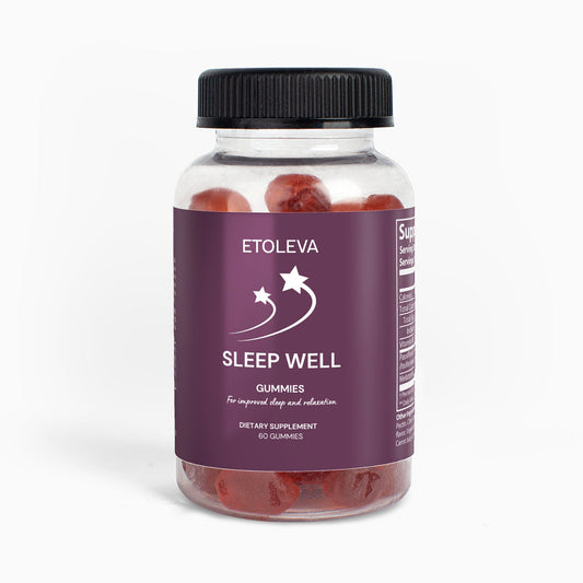 Sleep Well melatonin gummies bottle on white background